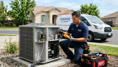 HVAC technician providing AC repair service in Santa Rosa, CA