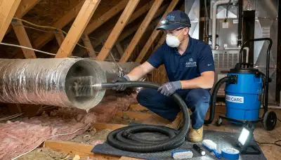 Technician cleaning air ducts for HVAC system in Santa Rosa, CA – Five Star Cooling air duct service