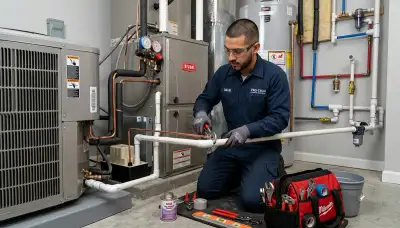 Plumber fixing residential pipes in Santa Rosa, CA for Five Star Cooling plumbing services